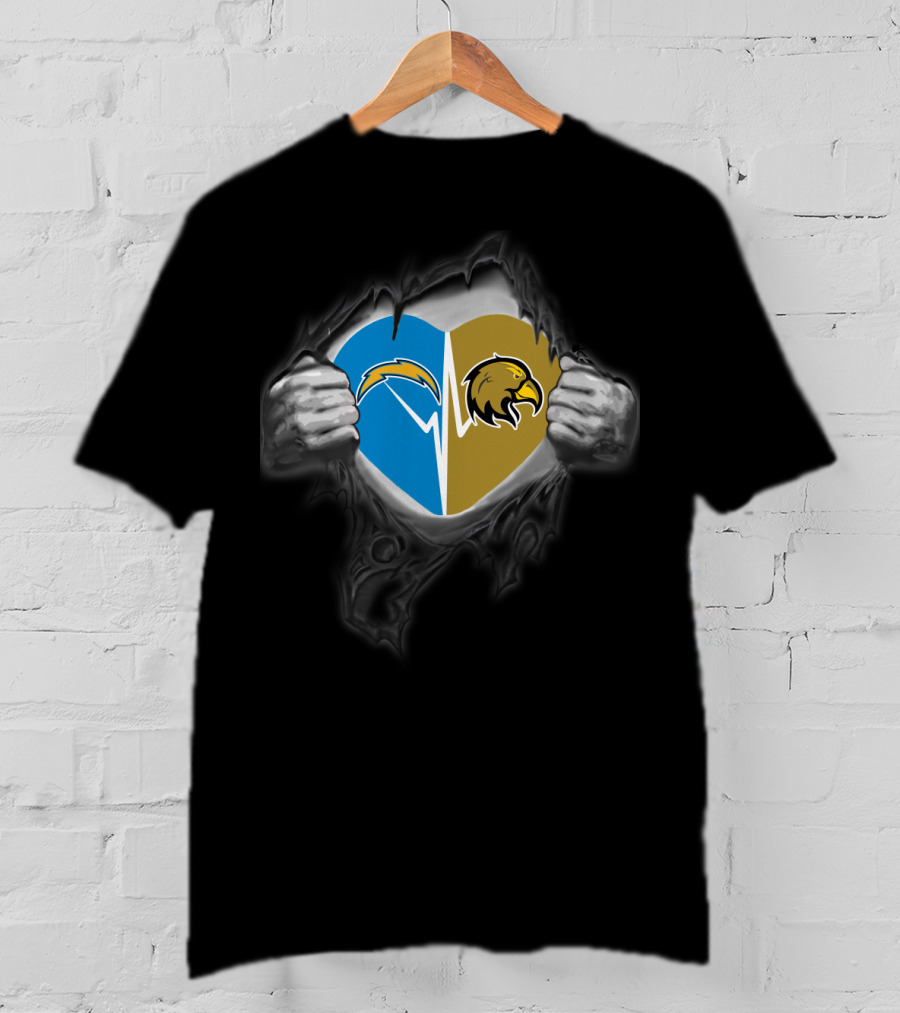 Los Angeles Chargers Golden Eagles Heart T-Shirt