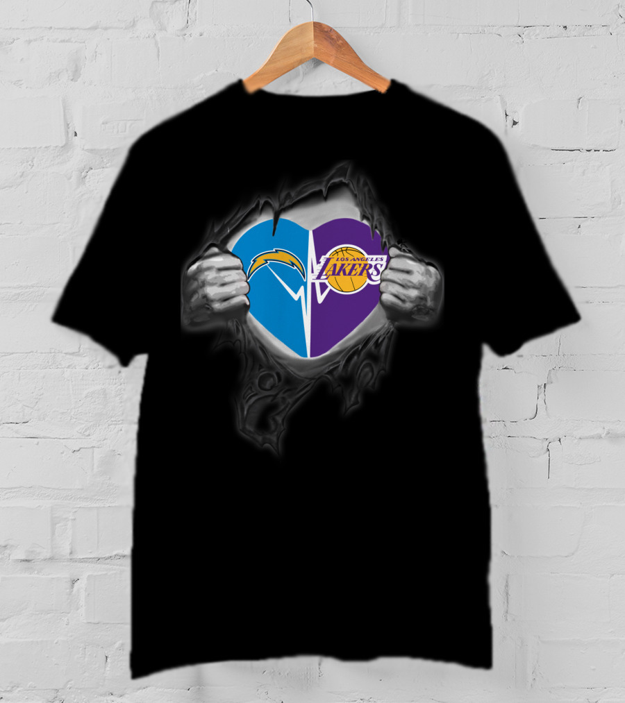Chargers Lakers Heart Logo Fusion T-Shirt
