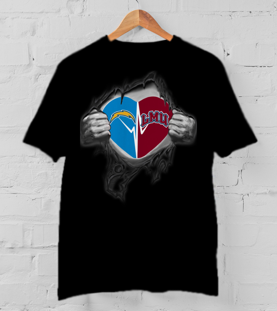 Chargers Lmu Lions Heart Logo Fusion T-Shirt