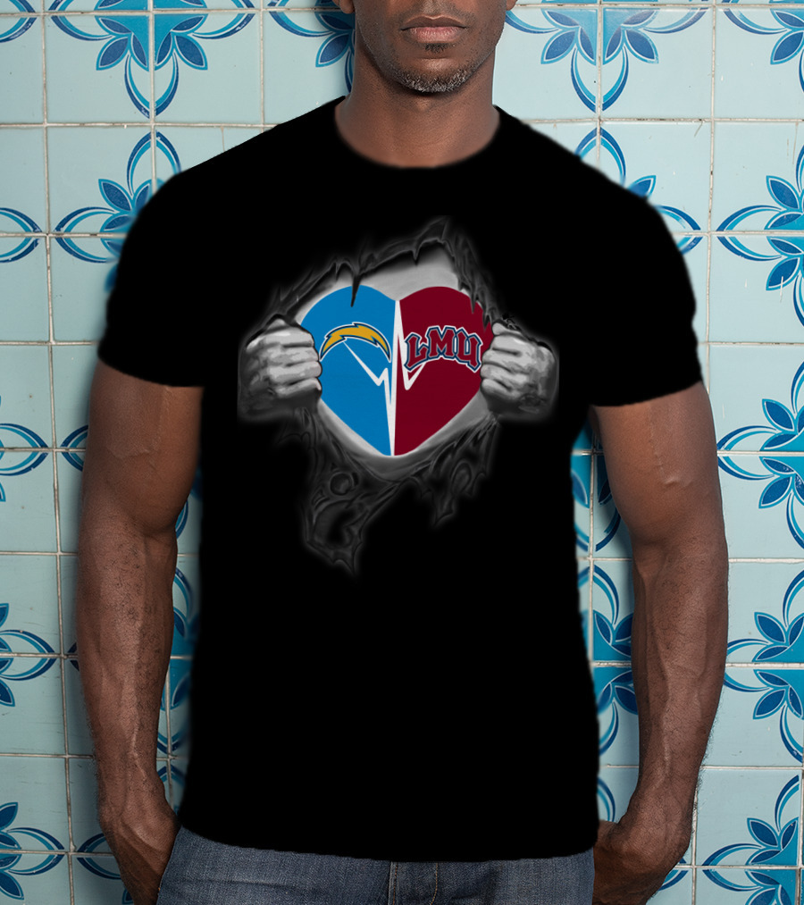 Chargers Lmu Lions Heart Logo Fusion T-Shirt