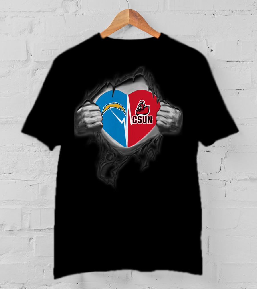 Chargers Csun Matadors Heart Split T-Shirt