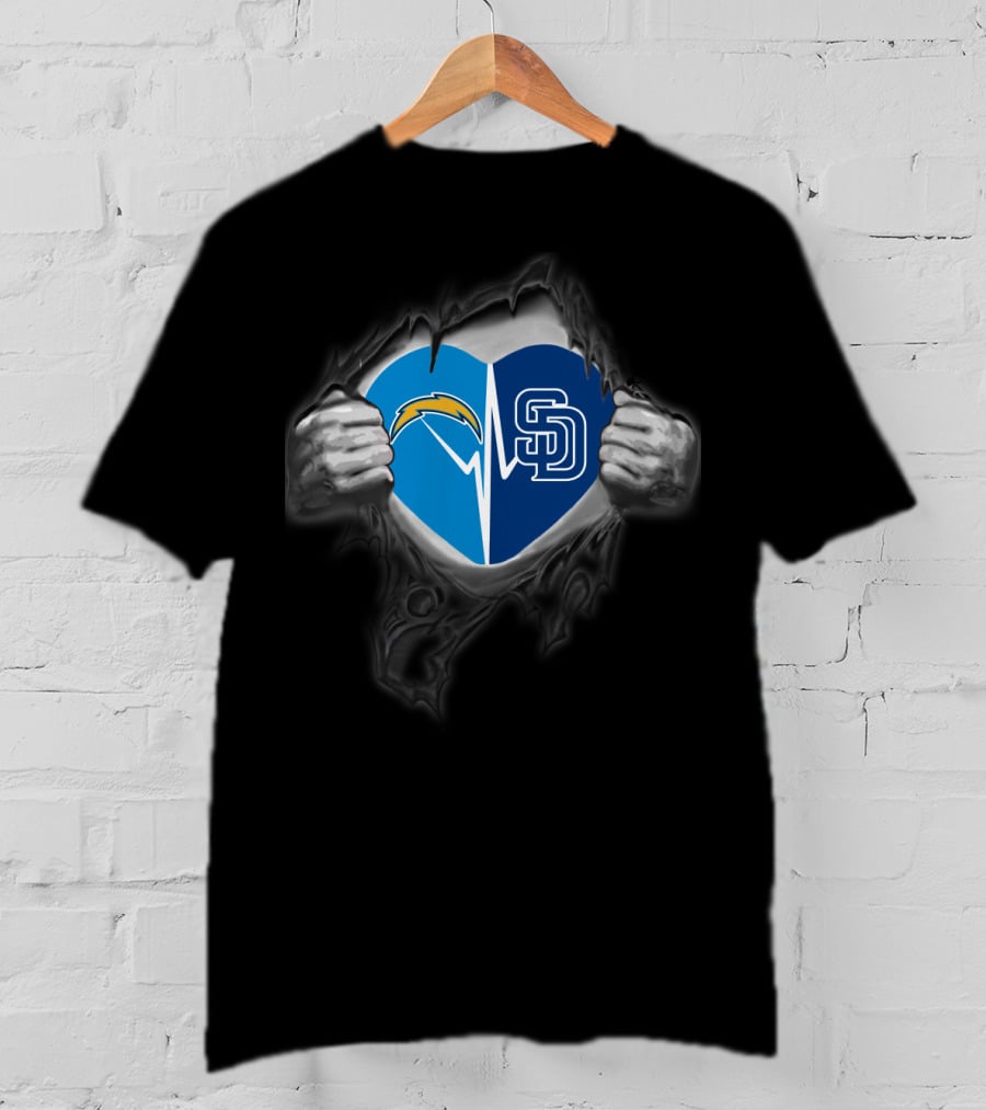 Chargers San Diego Padres Heartbeat Passion T-Shirt