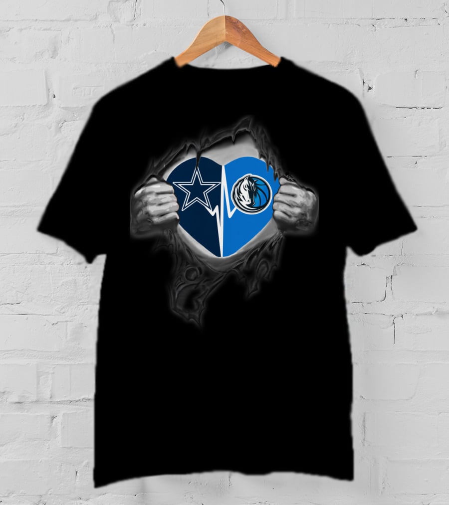 Dallas Cowboys Mavericks Heart Logo Fusion T-Shirt