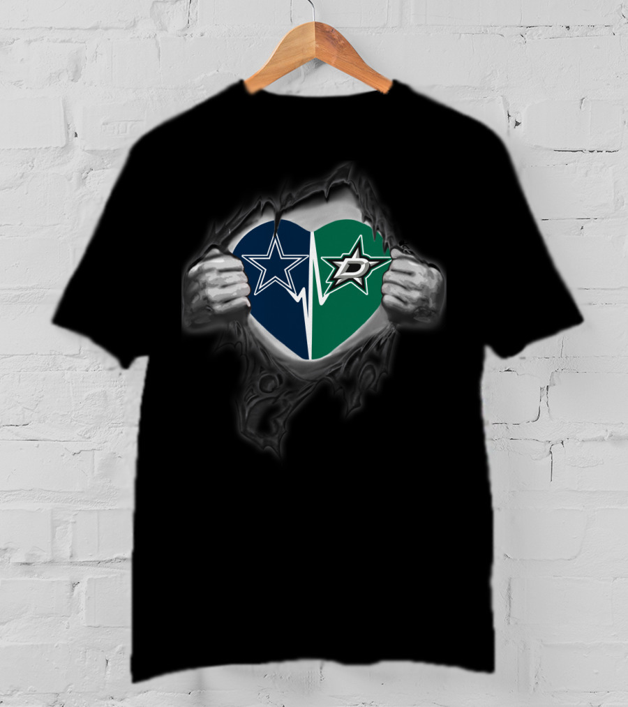 Dallas Cowboys Stars Heart Logo Fusion T-Shirt