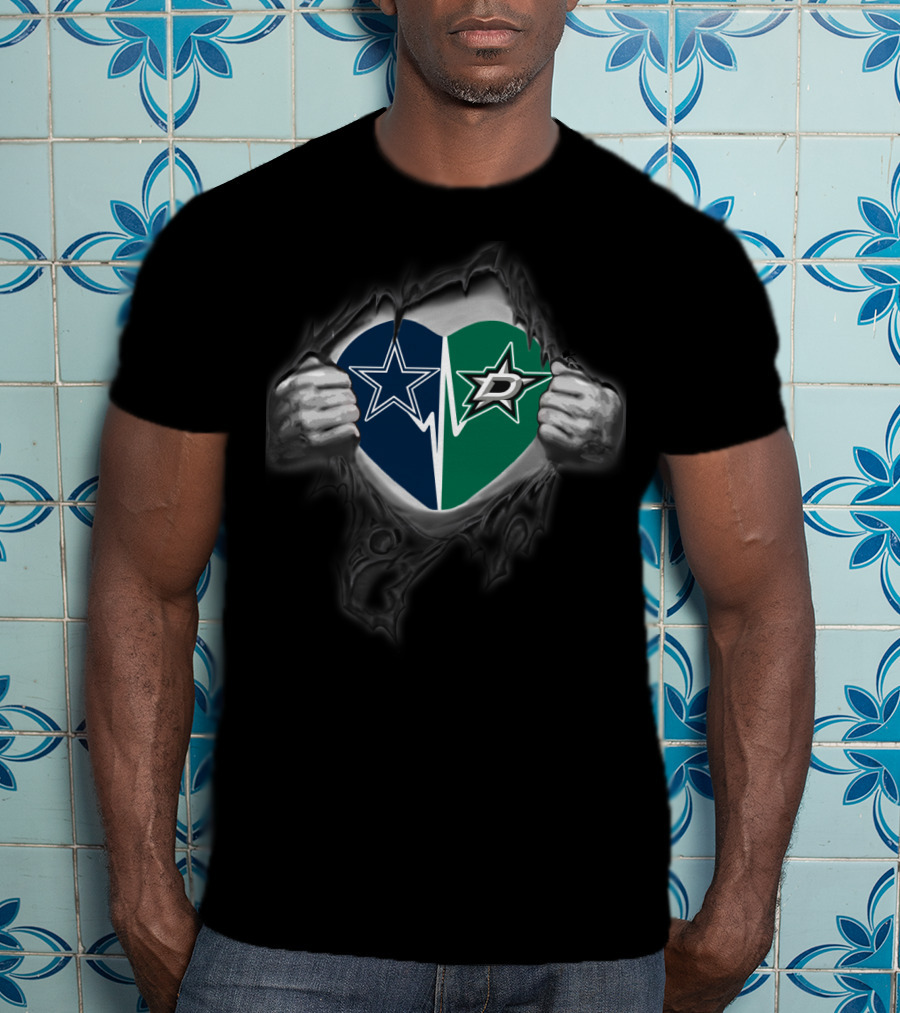 Dallas Cowboys Stars Heart Logo Fusion T-Shirt
