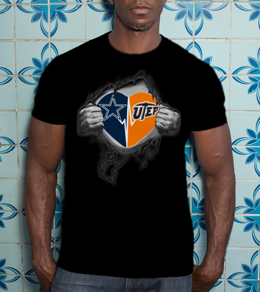 Dallas Cowboys And Utep Miners Heart T-Shirt