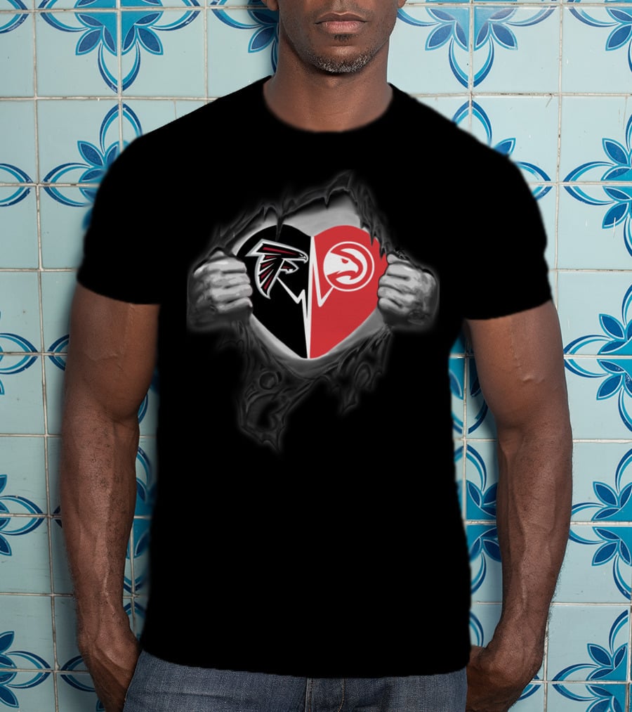 Falcons Atlanta Hawks Heart Logo Combo T-Shirt