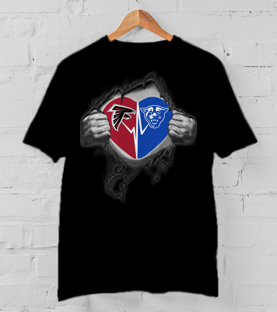 Atlanta Falcons Georgia State Panthers Heart T-Shirt