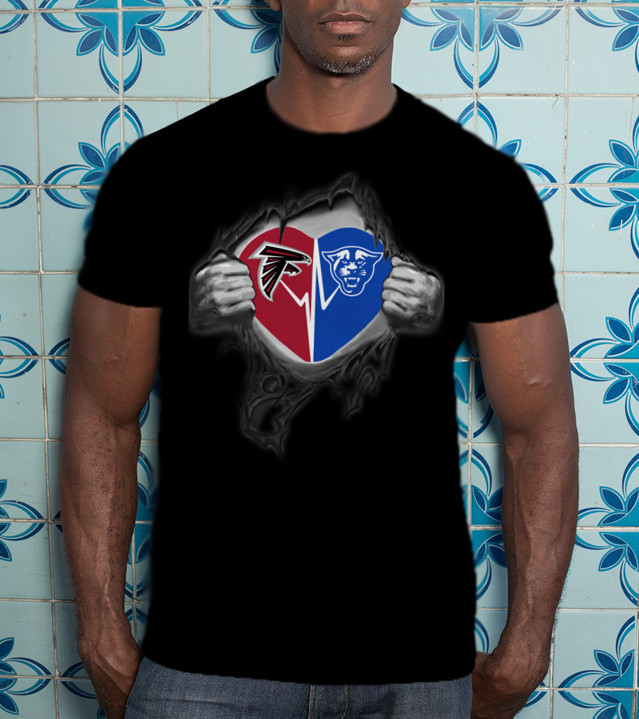 Atlanta Falcons Georgia State Panthers Heart T-Shirt