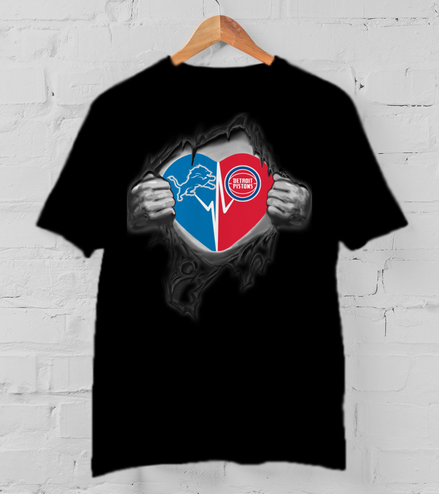 Heart Of Detroit Lions And Pistons T-Shirt