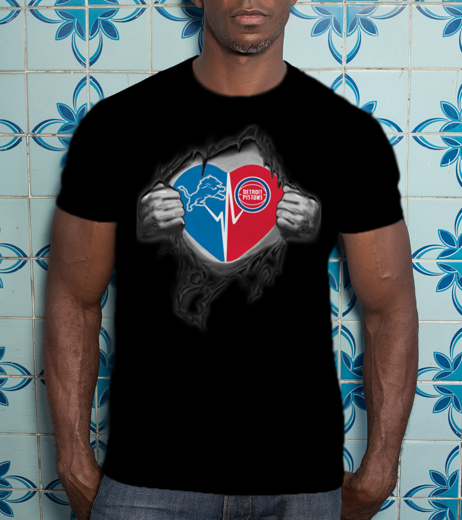 Heart Of Detroit Lions And Pistons T-Shirt