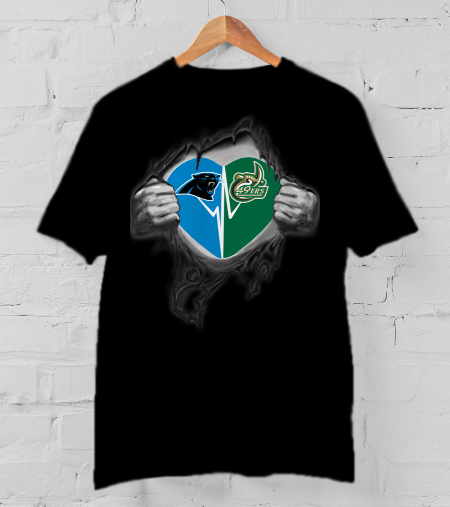 Carolina Panthers And Charlotte 49ers Heart T-Shirt