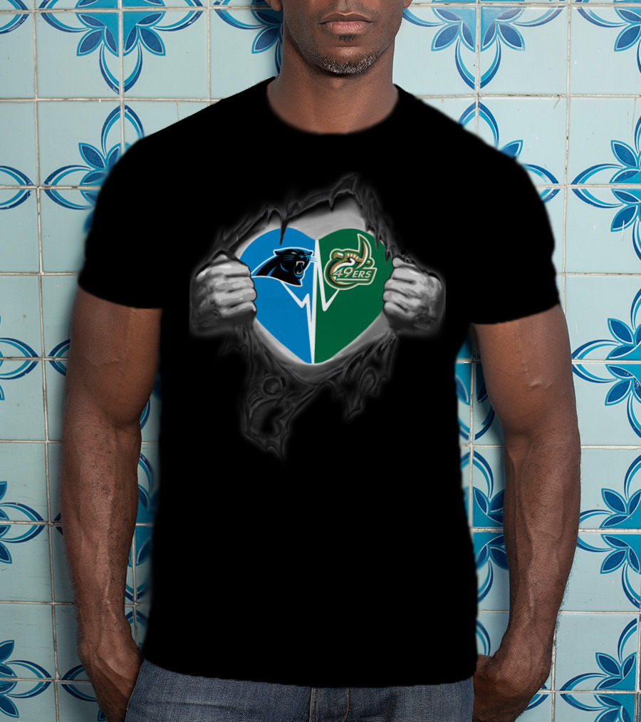 Carolina Panthers And Charlotte 49ers Heart T-Shirt