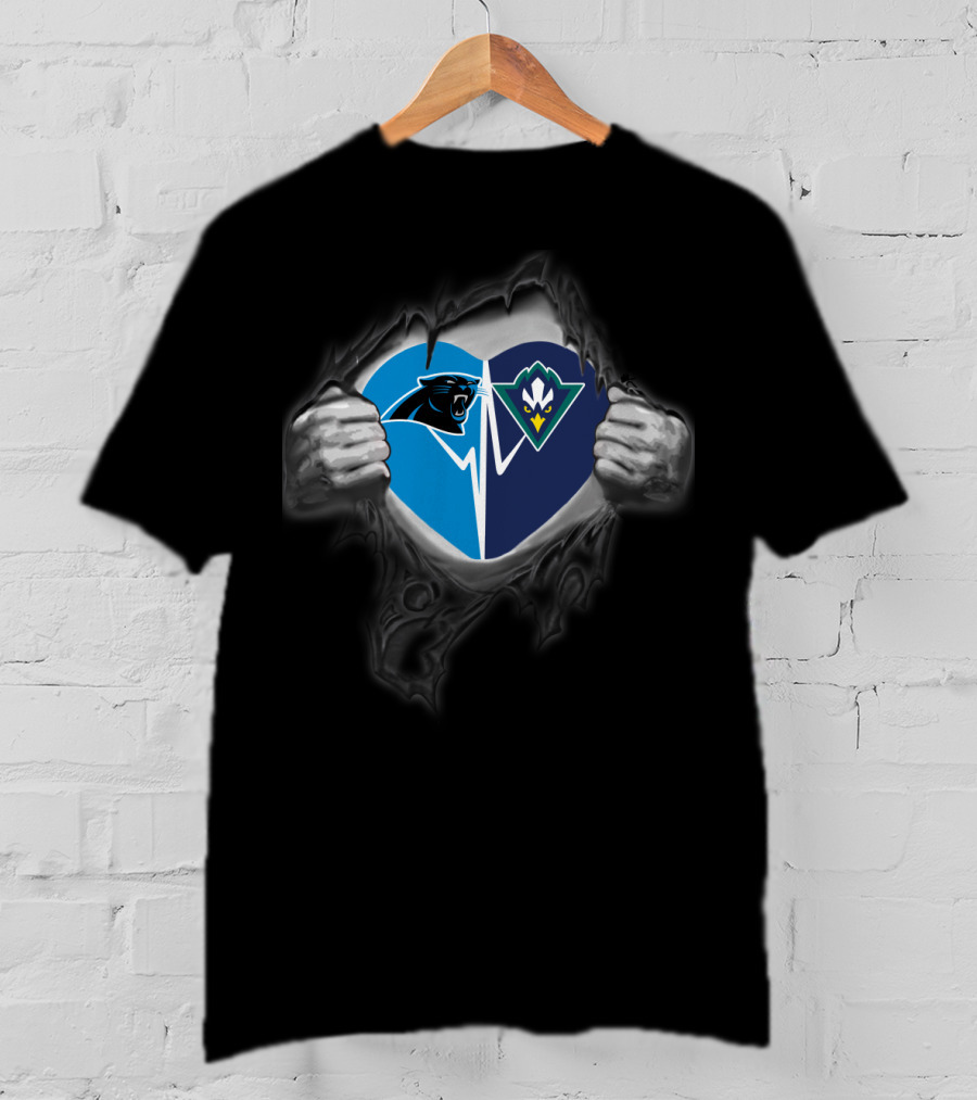 Panthers Seahawks Heart Logo Fusion T-Shirt