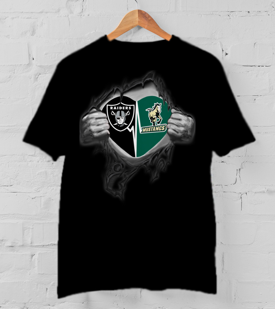 Raiders Cal Poly Mustangs Heart Logo Fusion T-Shirt