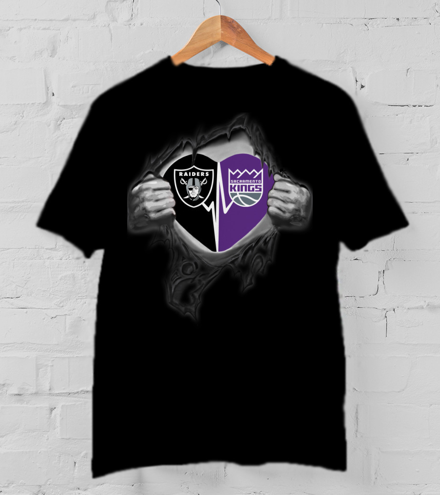 Raiders And Sacramento Kings Split T-Shirt