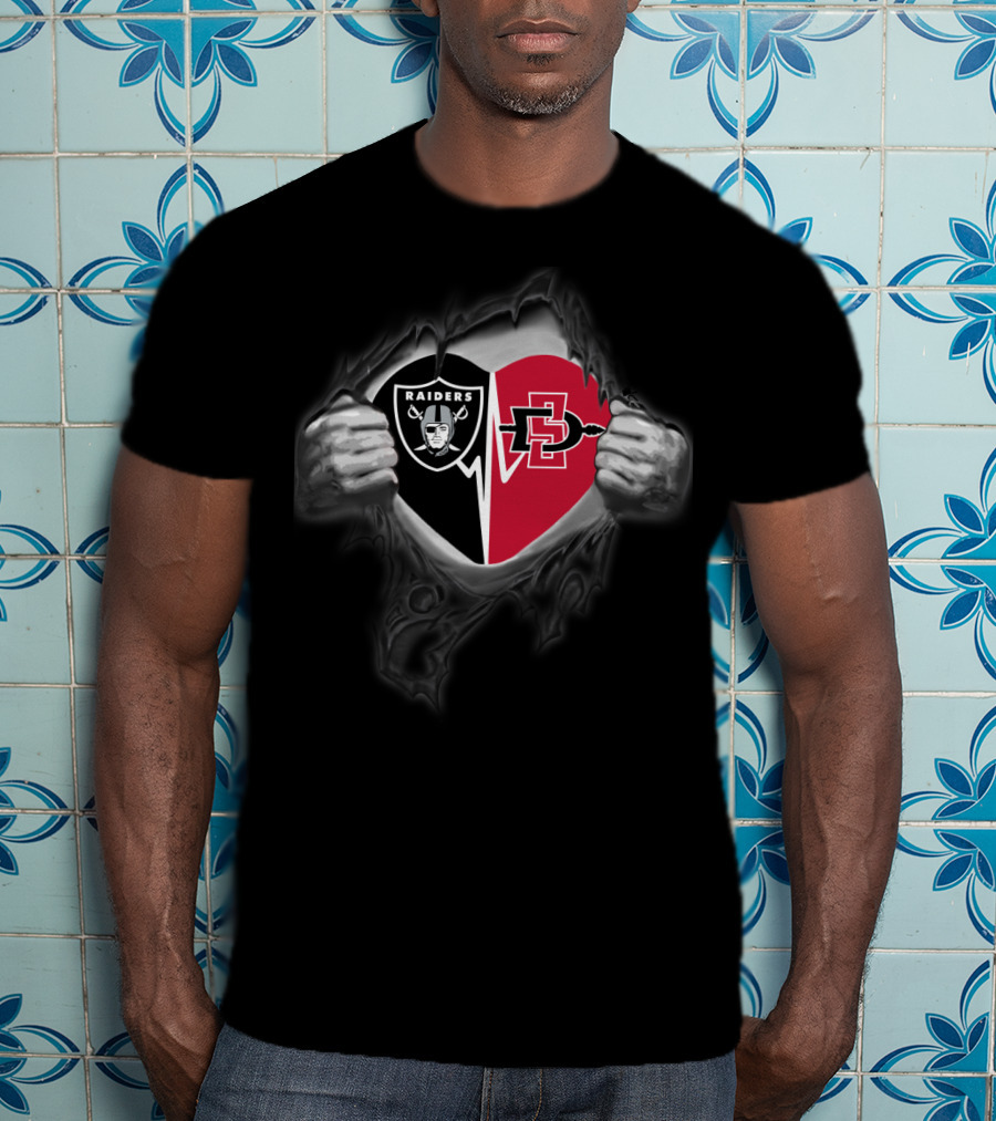 Raiders And San Diego State Aztecs Heart T-Shirt