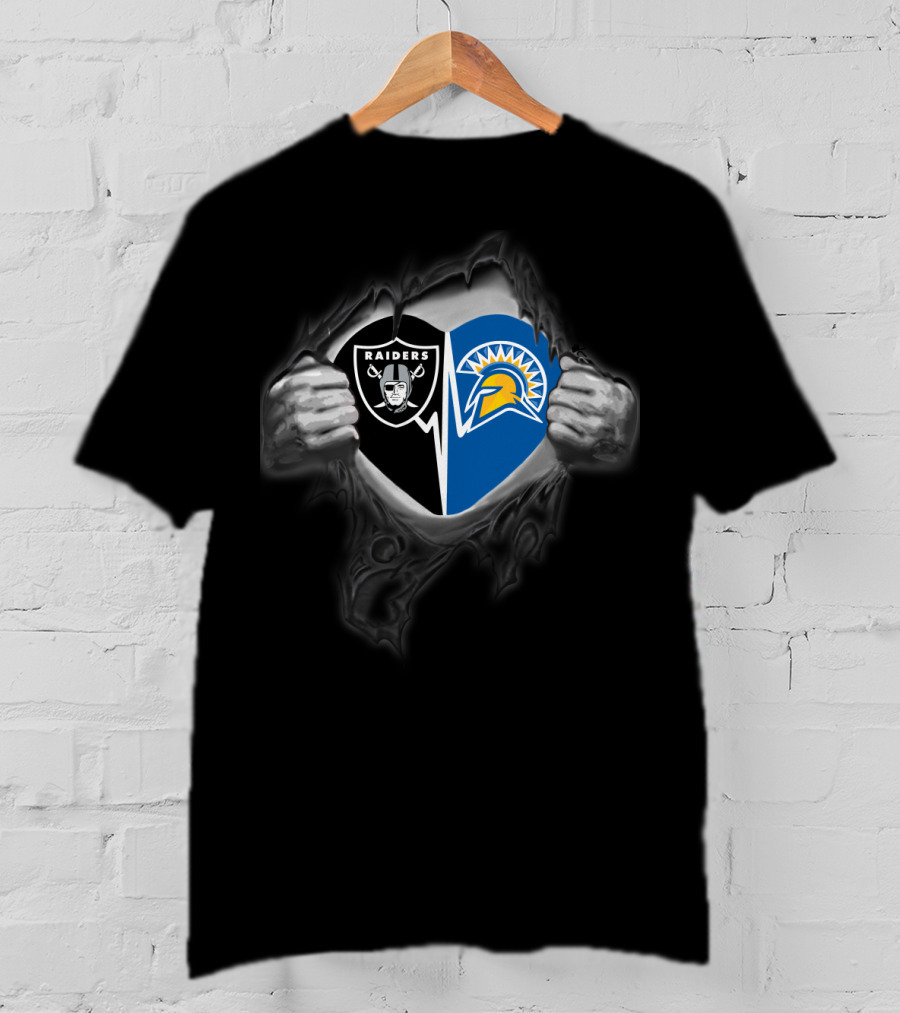 Raiders San Jose State Spartans Heart Logo Fusion T-Shirt