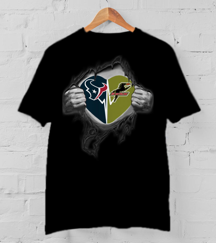 Texans Heart With Dallas Burn T-Shirt