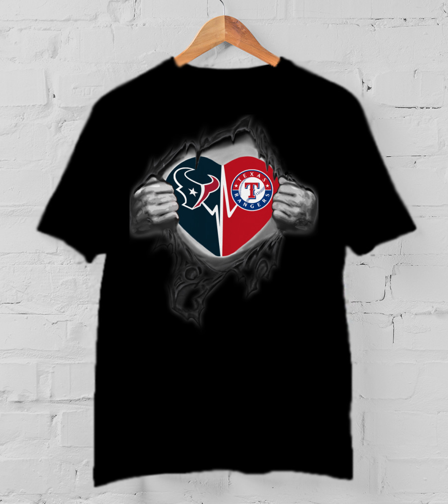 Texans Rangers Heart Logo Combo T-Shirt