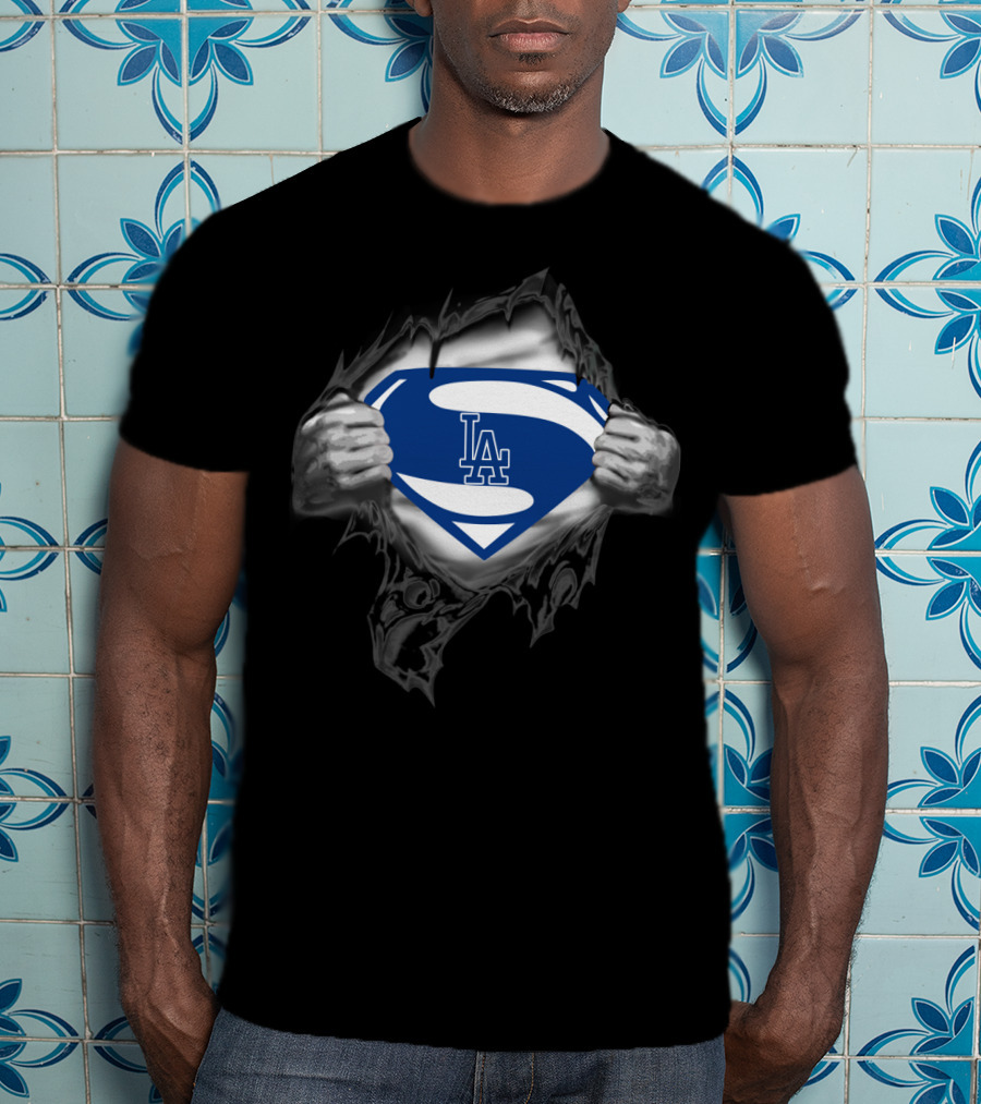 Superman Los Angeles Dodgers Logo Inside S Shield T-Shirt