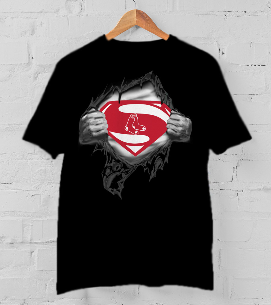 Superman Boston Red Sox 26 Logo Crossover T-Shirt