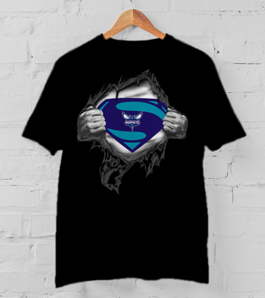 Superman Charlotte Hornets Logo Reveal T-Shirt