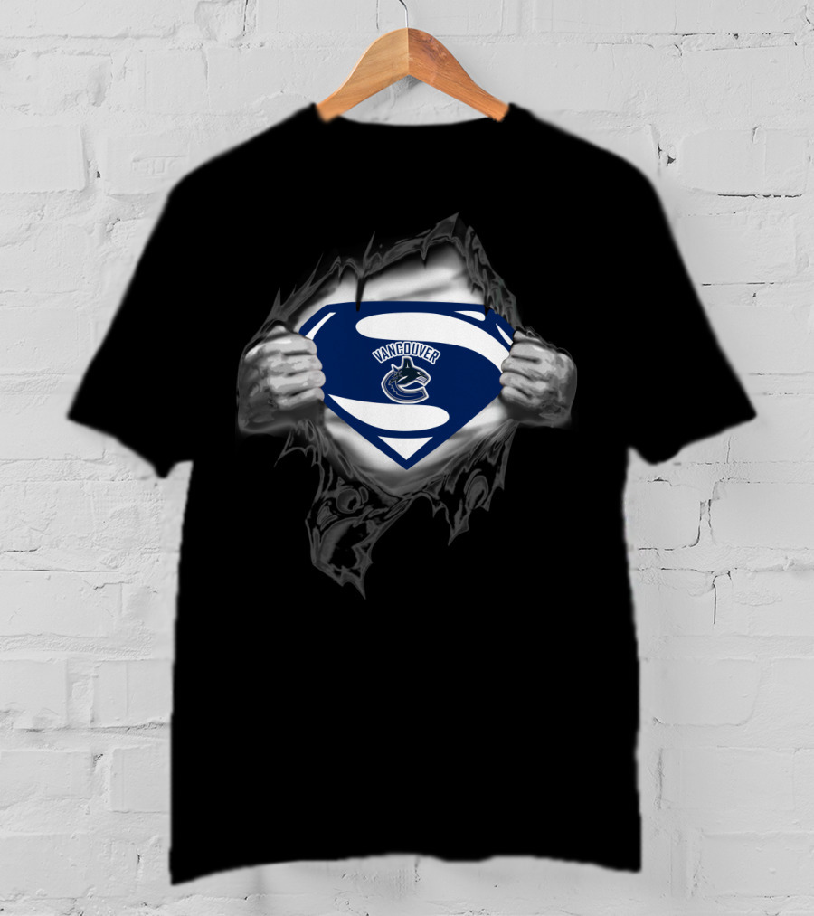 Vancouver Canucks Superman Logo Chest Tear T-Shirt