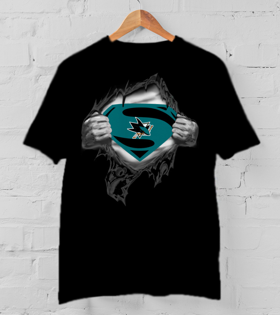 Superman San Jose Sharks Logo Tear Open T-Shirt