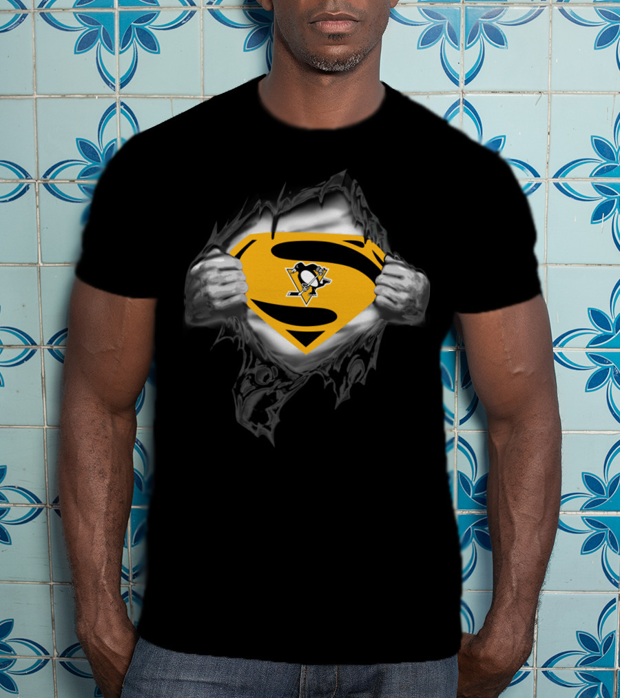 Superman Pittsburgh Penguins Logo Emblem T-Shirt