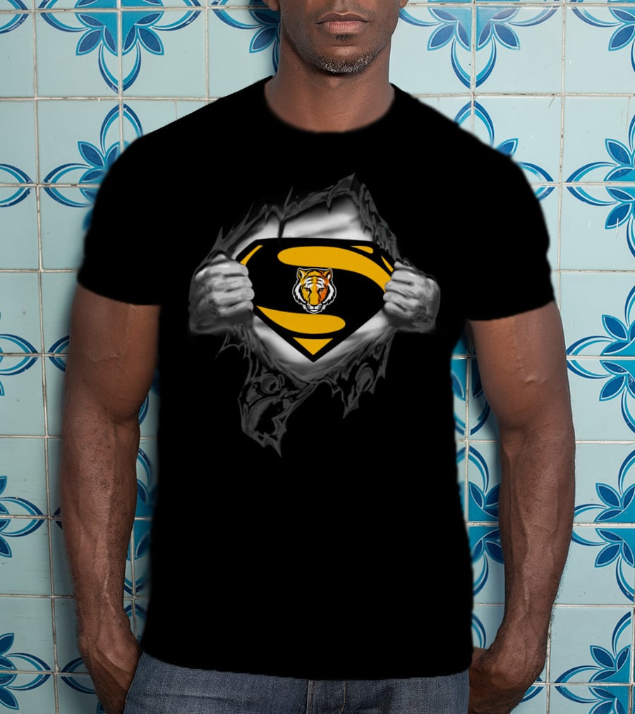 Superman Logo Style With Depauw Tigers Emblem T-Shirt