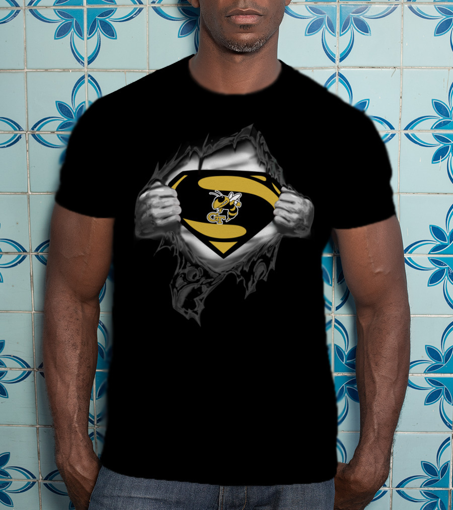 Superhero Georgia Tech Yellow Jackets Gt Logo Reveal T-Shirt