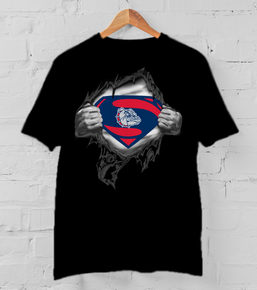 Superman Gonzaga Bulldogs Logo Chest Bulldog T-Shirt