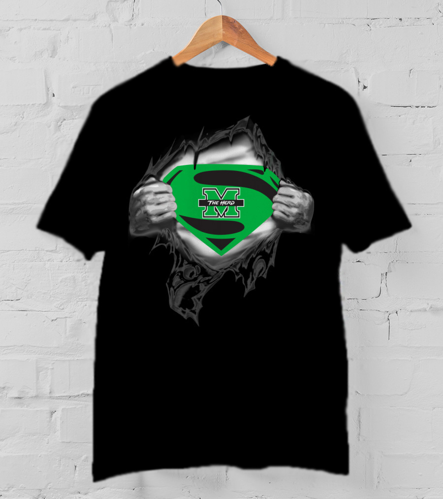 The Herd Marshall Thundering Herd Superman Logo Tear Open T-Shirt