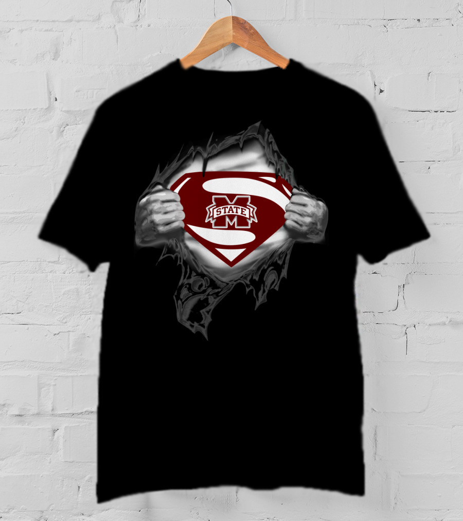 Mississippi State Bulldogs Superman Logo Rip T-Shirt