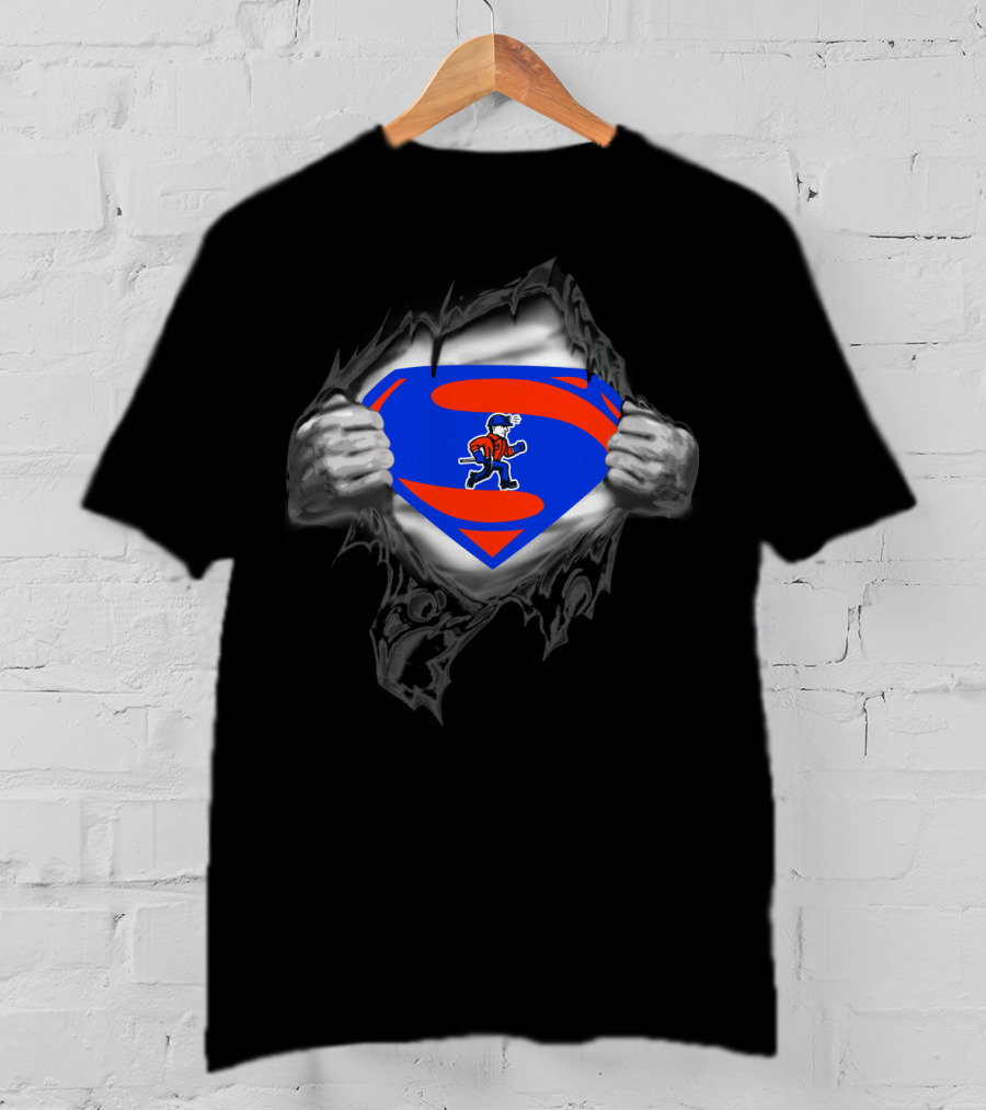 Platteville Pioneers Superhero Superman Logo Tear T-Shirt