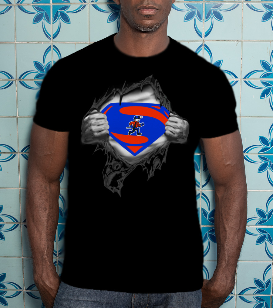 Platteville Pioneers Superhero Superman Logo Tear T-Shirt