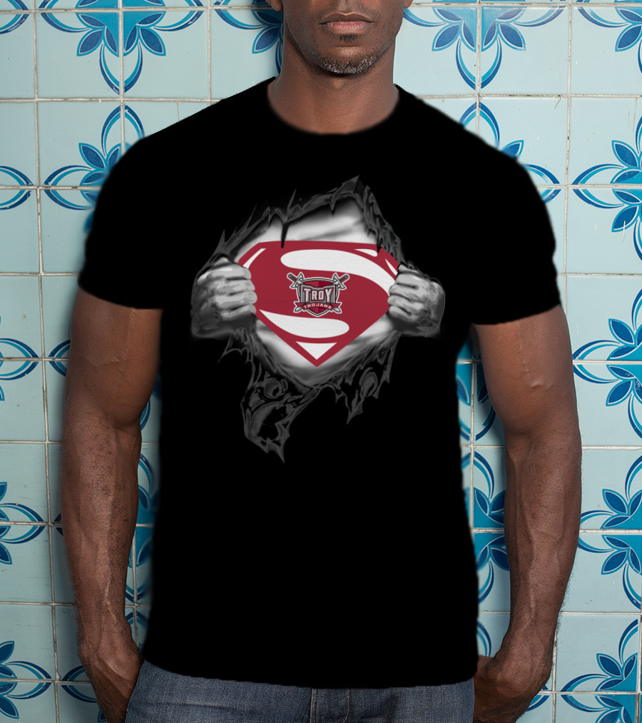 Troy Trojans Superhero Shield Emblem 347 T-Shirt