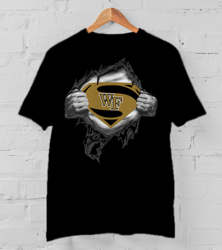 Wake Forest Superhero Emblem With Wf Shield T-Shirt