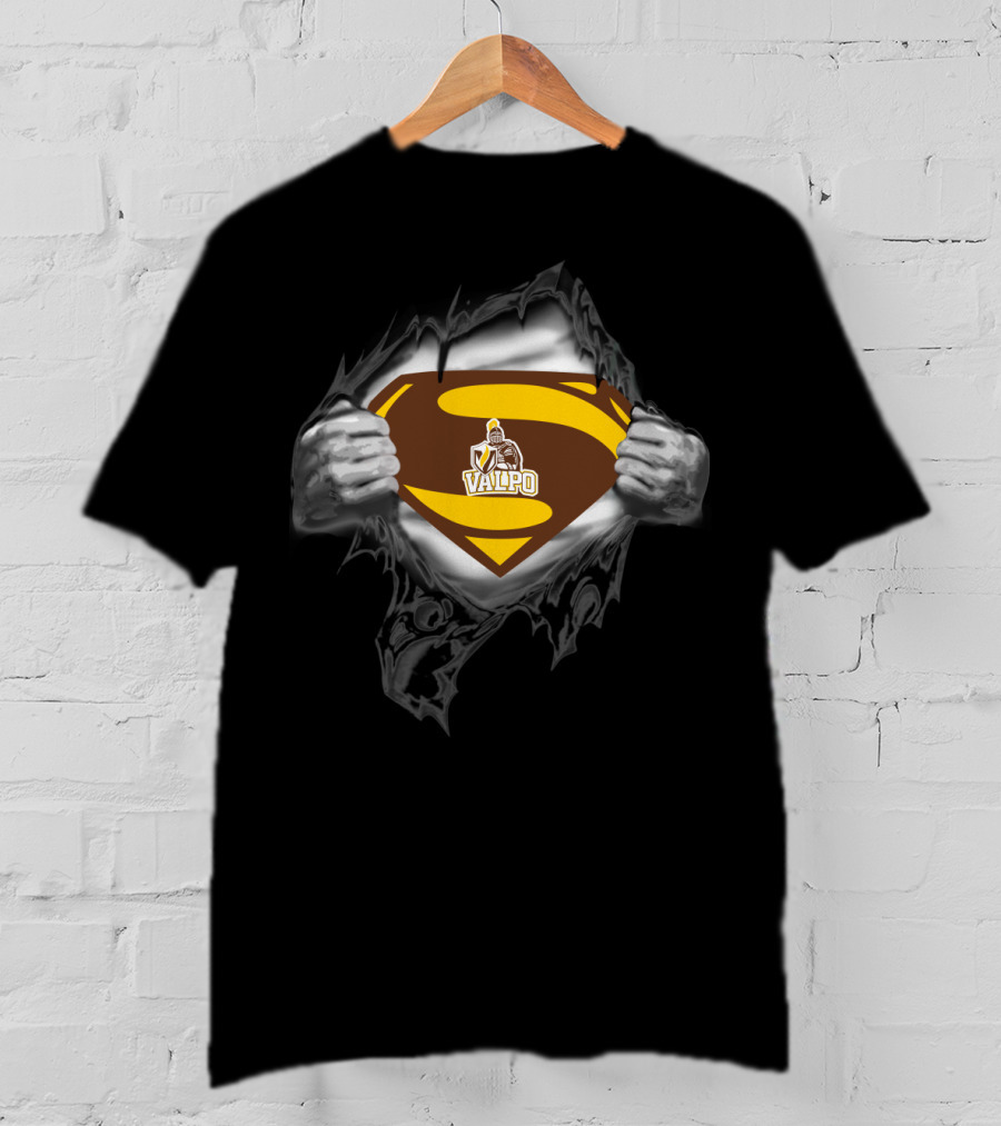 Valpo Crusaders Superhero Emblem With Ripped Effect T-Shirt