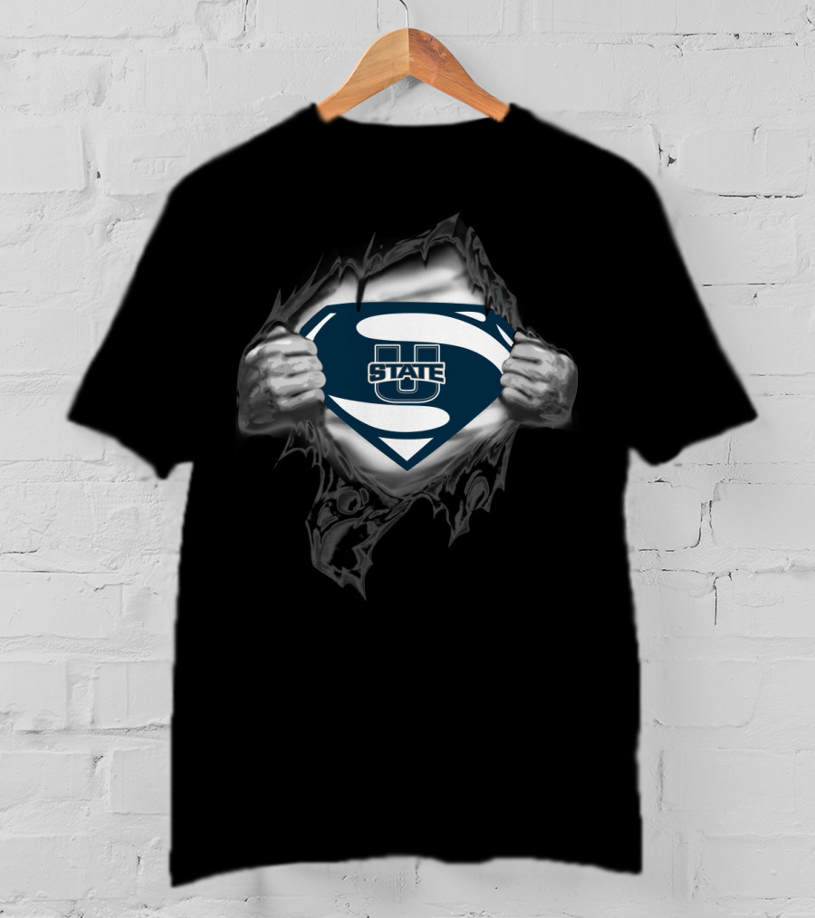 Utah State Aggies Superman Logo Torn T-Shirt