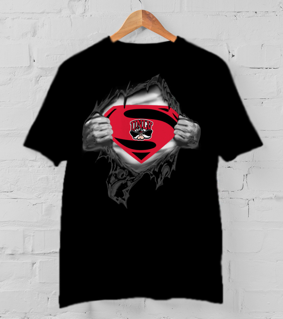 Unlv Rebels Superman Logo With Mascot Bold T-Shirt