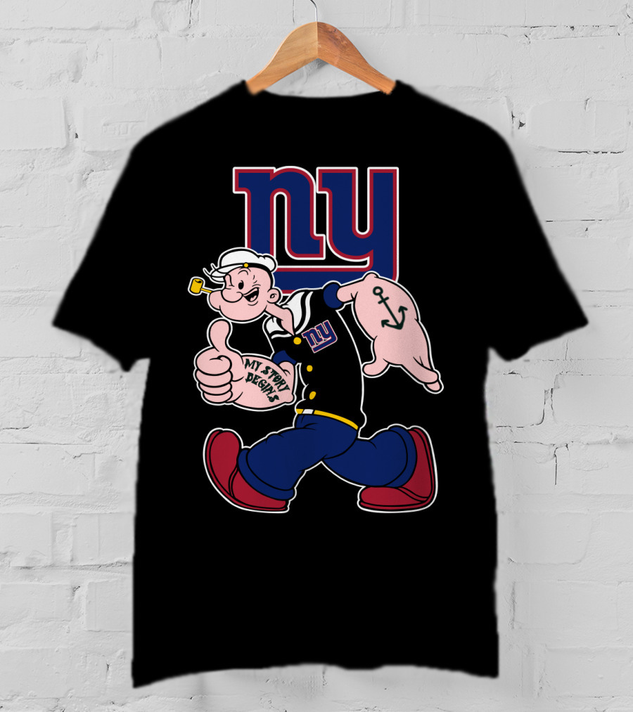 Popeye Thumbs Up My Story Designs New York Giants T-Shirt