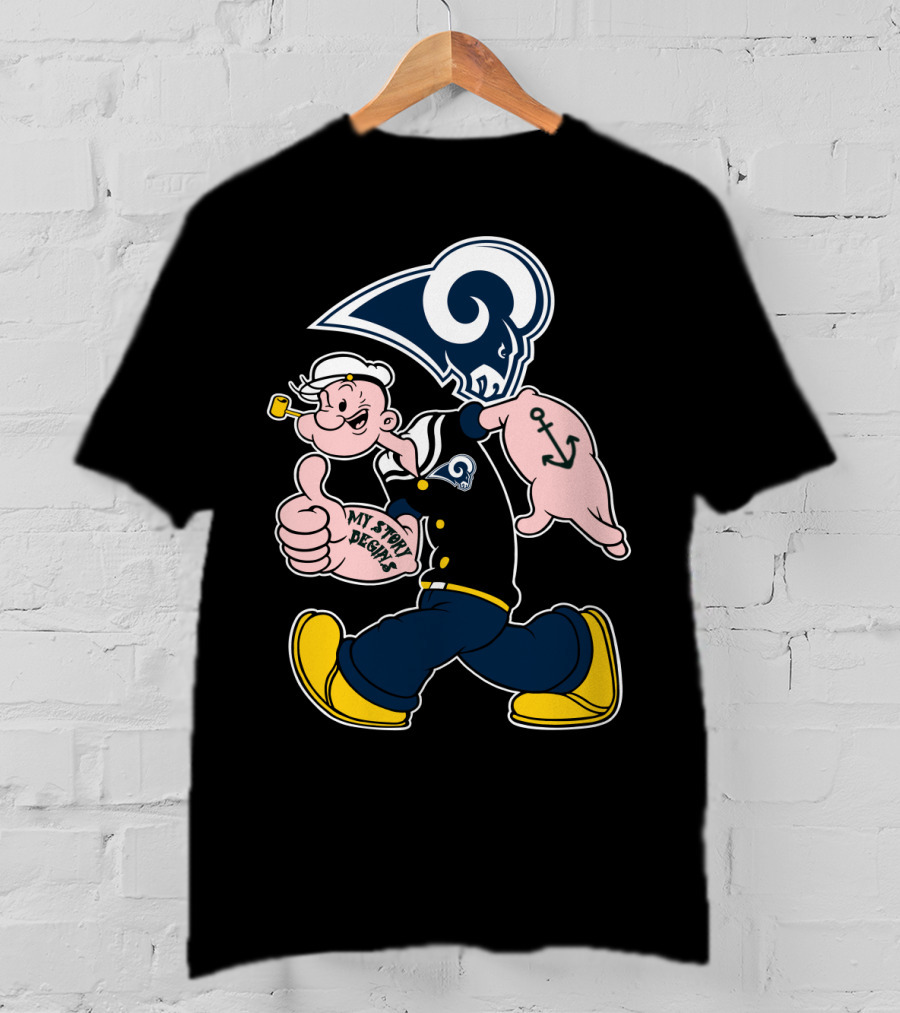 Popeye Thumbs Up Los Angeles Rams My Story Begins T-Shirt