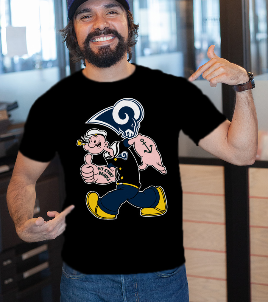 Popeye Thumbs Up Los Angeles Rams My Story Begins T-Shirt