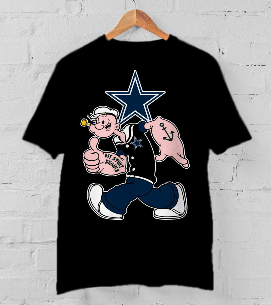 Dallas Cowboys Navy Star Popeye My Story Designs T-Shirt