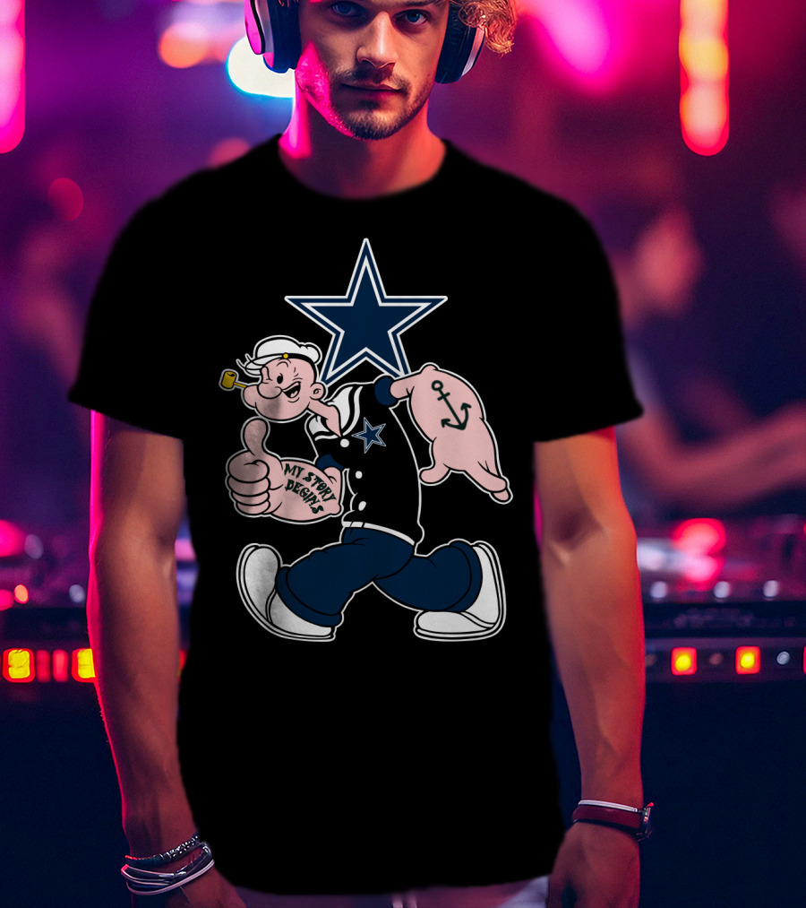 Dallas Cowboys Navy Star Popeye My Story Designs T-Shirt