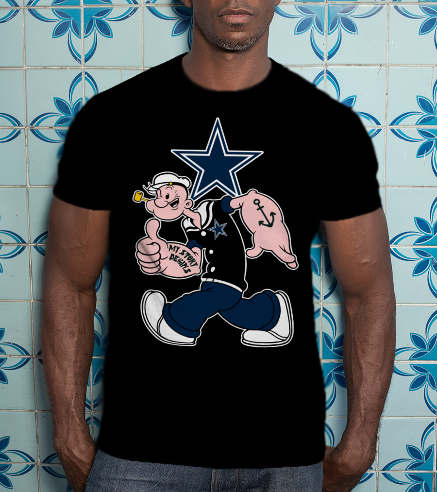 Dallas Cowboys Navy Star Popeye My Story Designs T-Shirt