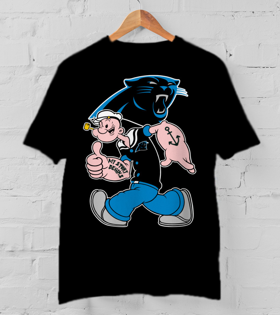 Carolina Panthers My Story Designs Popeye Anchor T-Shirt