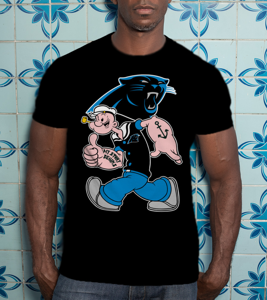 Carolina Panthers My Story Designs Popeye Anchor T-Shirt